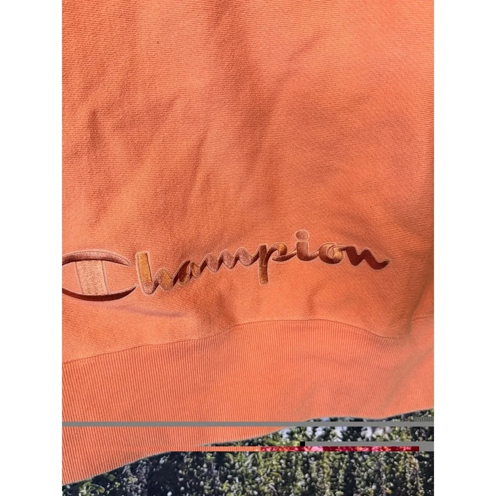 Champion Reverse Weave M Orange Full Zip Hoodie Sweatshirt Heavyweight
